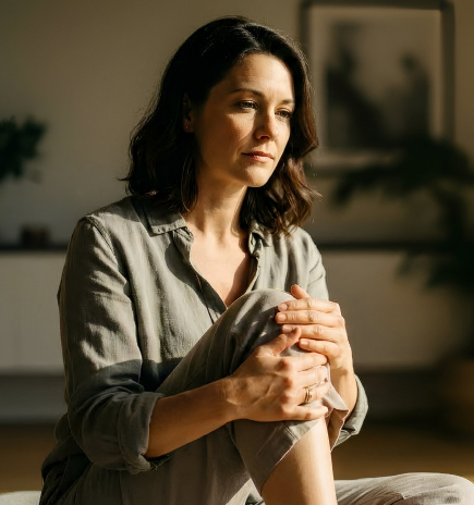 Woman holding knee in pain